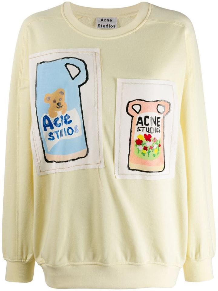 Acne Studios Grant Levy Lucero Stitched Patches Sweatshirt - Yellow