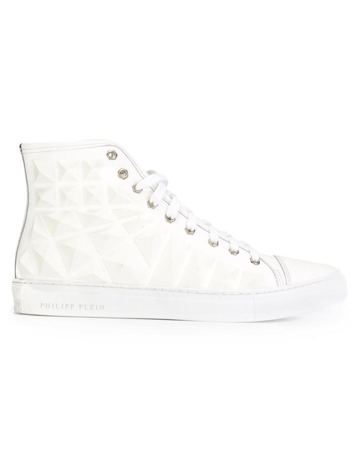 Philipp Plein Crystal Hi-top Sneakers, Men's, Size: 42.5, White, Calf Leather/rubber