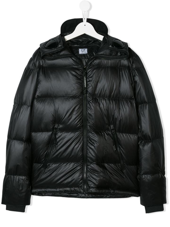 Cp Company Kids Teen Hooded Padded Jacket - Black