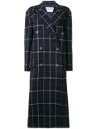 A.w.a.k.e. Double Breasted Check Coat - Blue