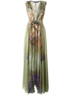Alberta Ferretti Shells Print Flared Dress, Women's, Size: 42, Green, Silk/polyamide/cotton/rayon