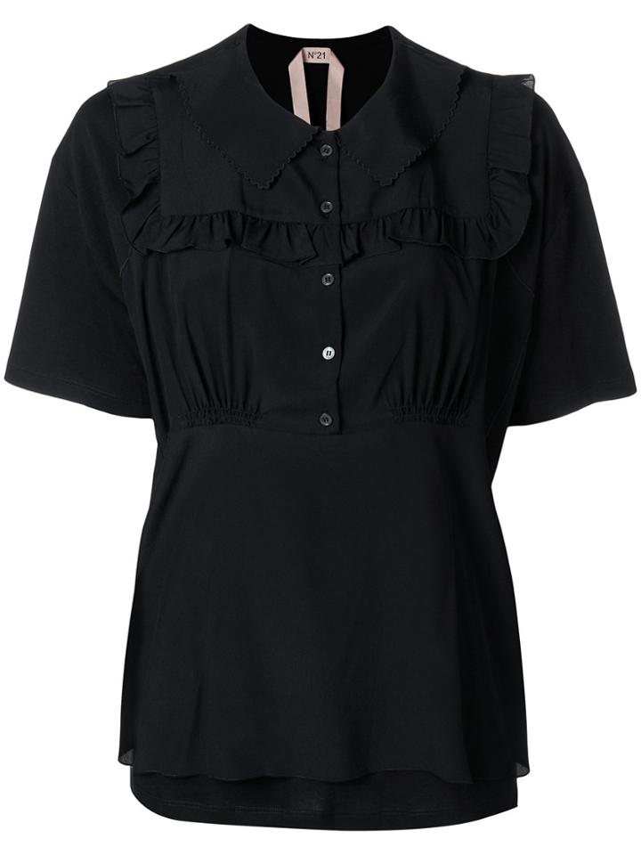 No21 Ruffle Trim Blouse - Black