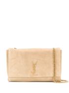 Saint Laurent Logo Plaque Shoulder Bag - Neutrals