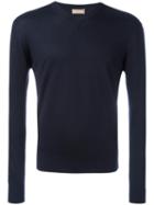Cruciani V Neck Sweatshirt, Men's, Size: 52, Blue, Silk/cashmere