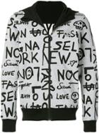 Hydrogen Graffiti-style Zipped Hoodie - Grey