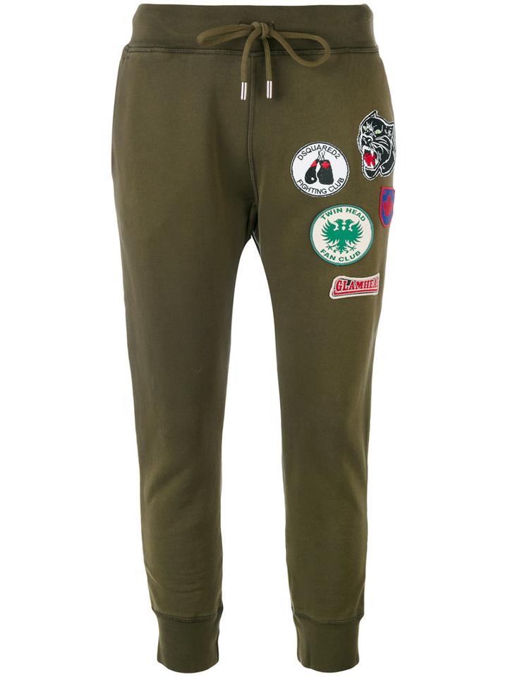 Dsquared2 - Patch-embellished Sweatpants - Women - Cotton - Xxs, Green, Cotton