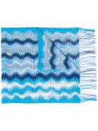 Missoni - Zig Zag Crochet Knit Scarf - Women - Viscose - One Size, Blue, Viscose