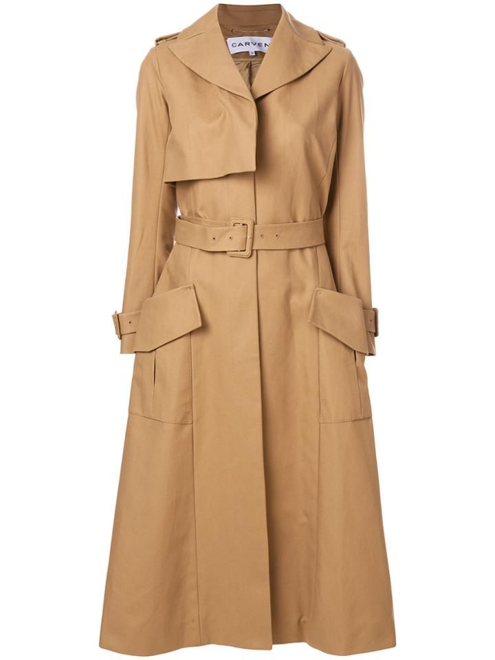 Carven Flared Trench Coat - Nude & Neutrals
