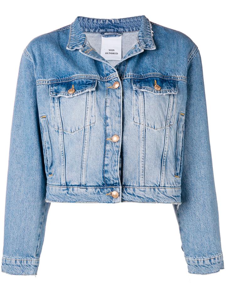 Won Hundred Mandarin Collar Cropped Jacket - Blue