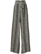 Sally Lapointe Printed Wide-leg Trousers - Black