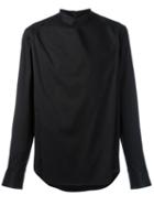 Wooyoungmi Overlay Band Collar Shirt, Men's, Size: 52, Black, Cotton/nylon/spandex/elastane/silk