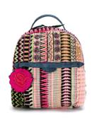 Isla Embroidered Tweed Backpack - Pink & Purple