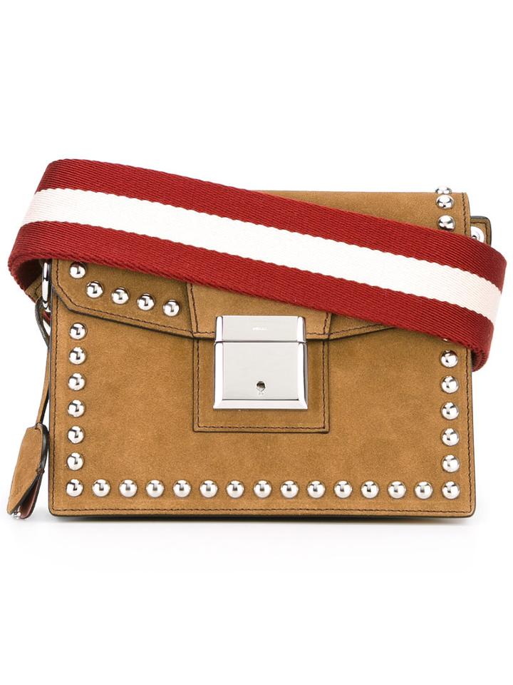 Bally - Stud Detail Shoulder Bag - Women - Calf Suede - One Size, Brown, Calf Suede