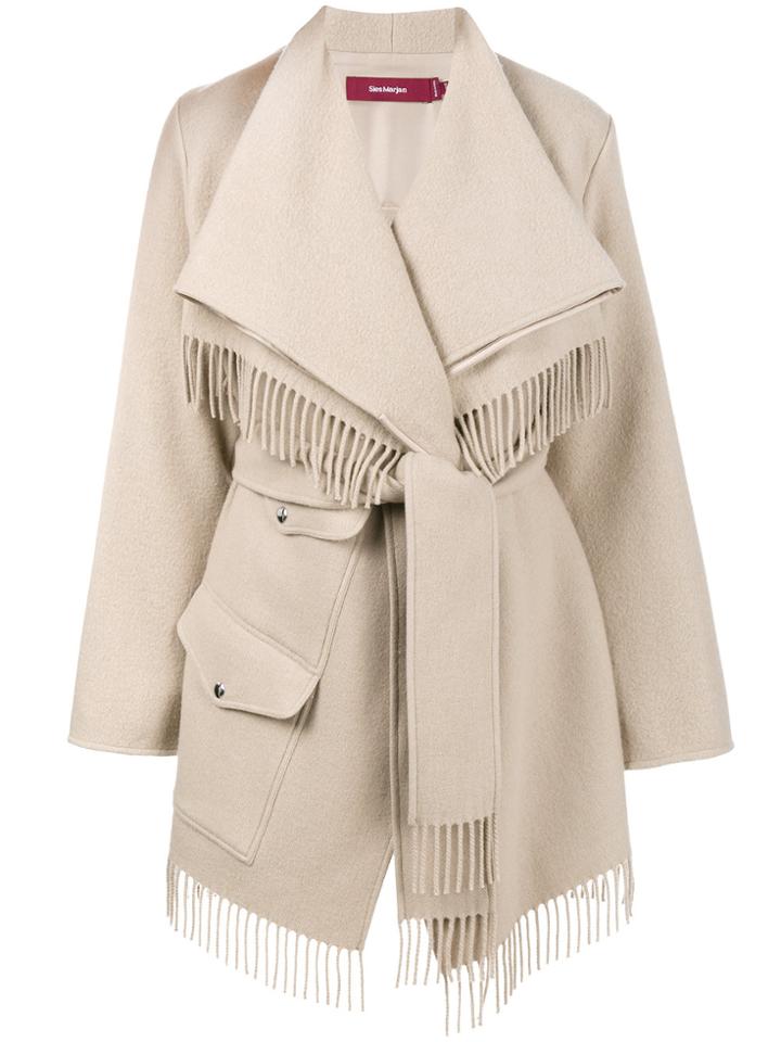 Sies Marjan Blanket Wrap Fringe Coat - Nude & Neutrals