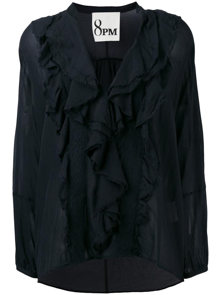 8pm - Pleated Blouse - Women - Silk/cotton - S, Black, Silk/cotton