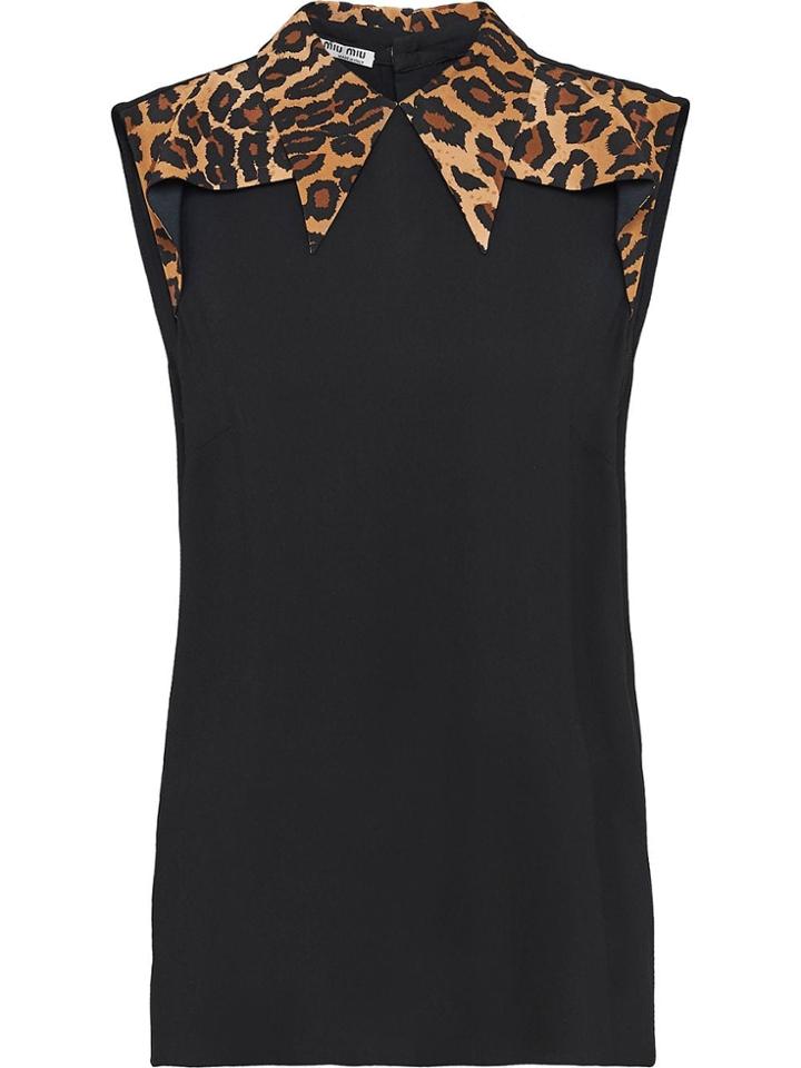 Miu Miu Sablé And Marocain Crepe Top - Black