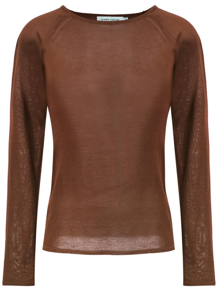 Gloria Coelho Slim Knit Blouse - Brown