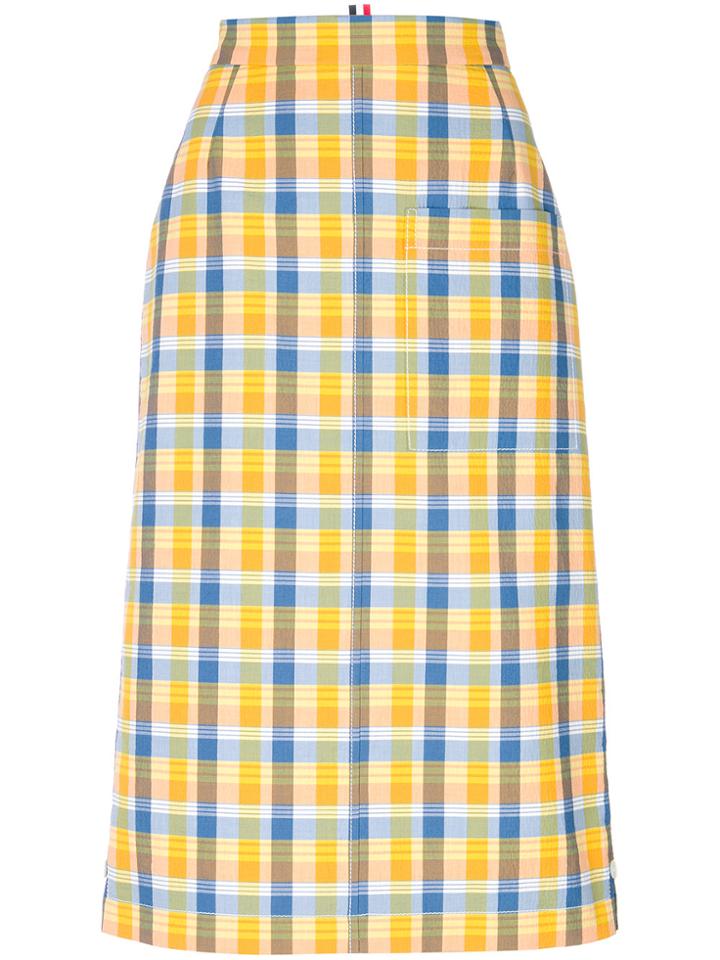 Thom Browne High Waist Cuban Pocket Skirt In Small Madras Check Double