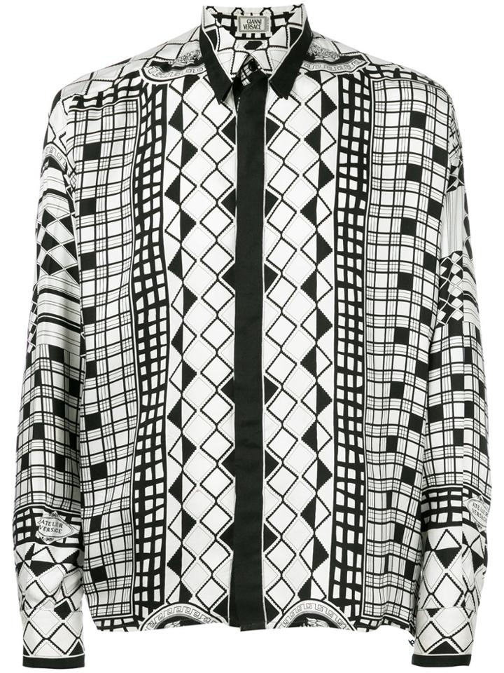 Versace Vintage Geometric Print Shirt - Black