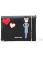Love Moschino - Doll Patch Shoulder Bag - Women - Polyurethane - One Size, Black, Polyurethane