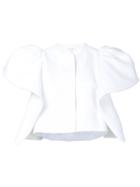 Delpozo - Ruffled Sleeves Cropped Jacket - Women - Linen/flax - 40, White, Linen/flax
