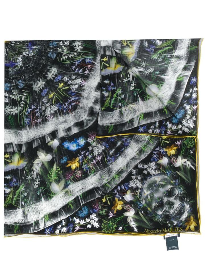 Alexander Mcqueen Fantasia Print Scarf - Black