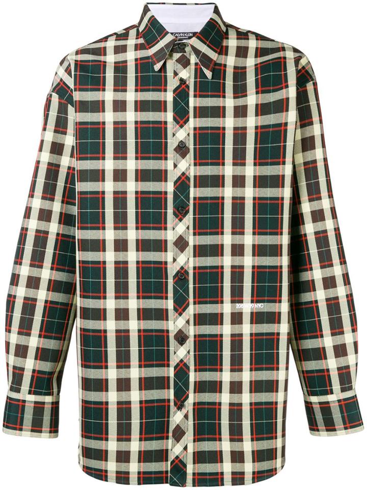 Calvin Klein 205w39nyc Oversized Plaid Shirt - Nude & Neutrals