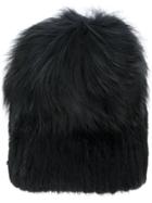 Yves Salomon Fur Beanie Hat - Black