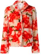 Jil Sander Floral Print Furry Jacket - Orange
