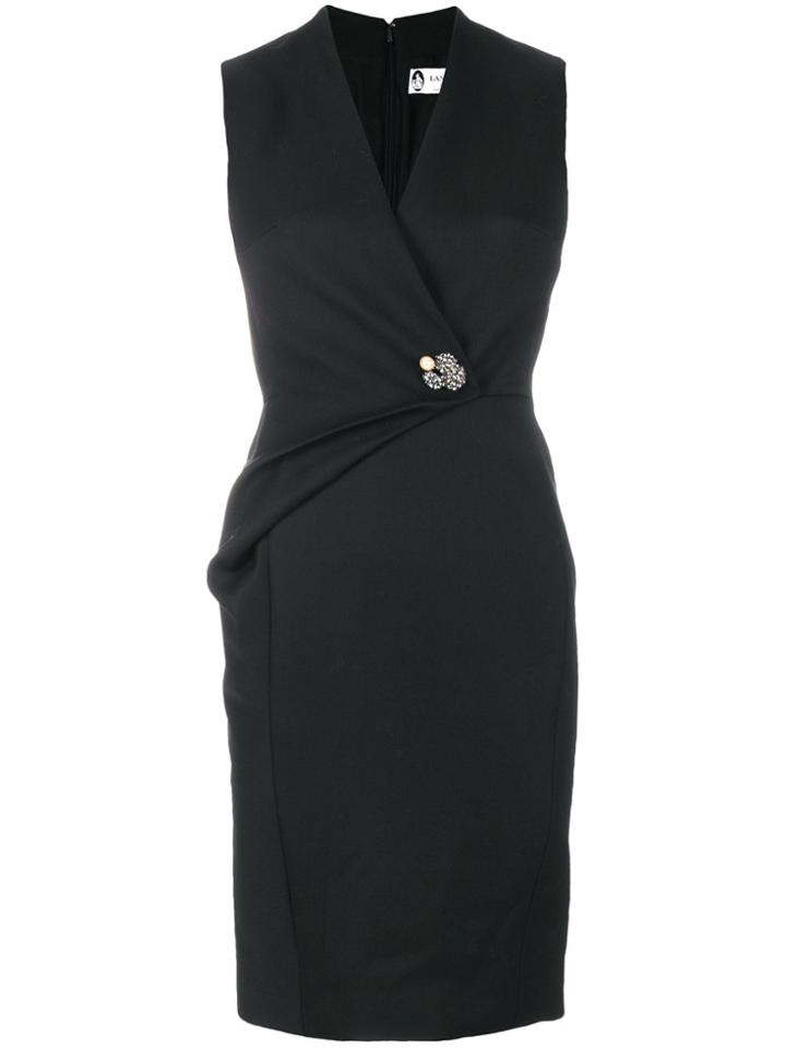 Lanvin Surplice Gathered Dress - Black