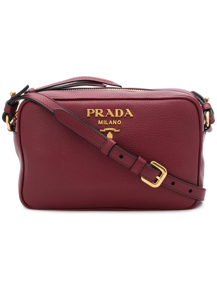 Prada Logo Plaque Camera Bag - Red
