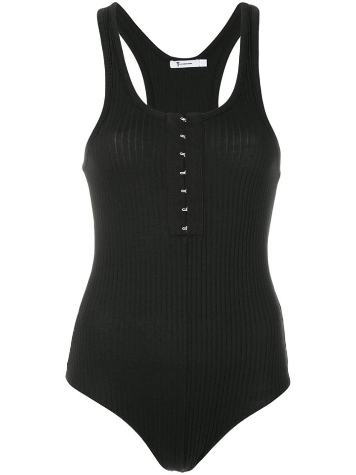 T By Alexander Wang Stretch Ribbed Bodysuit - Black