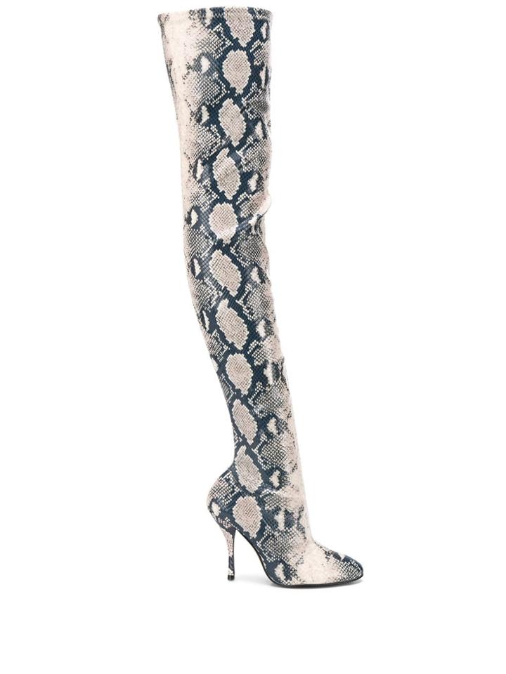 Stuart Weitzman Shiloh Python-effect Over-the-knee Boots - Grey