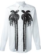 Dsquared2 Palm Tree Print Shirt, Men's, Size: 48, White, Cotton/polyester/polyamide