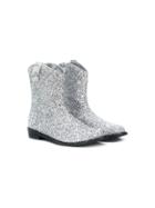 Monnalisa Western-style Ankle Boots - Silver
