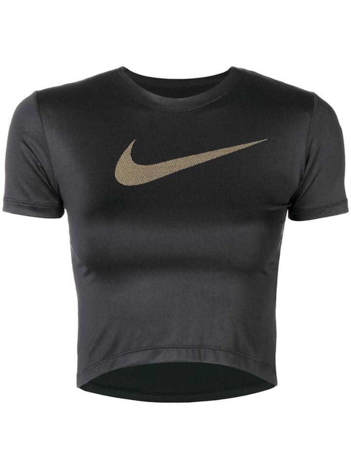 Nike Swoosh Logo Crop Top - Black
