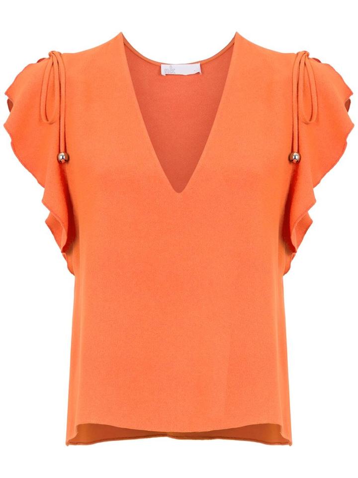 Nk Ruffled Sleeves Blouse - Yellow & Orange