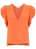 Nk Ruffled Sleeves Blouse - Yellow & Orange