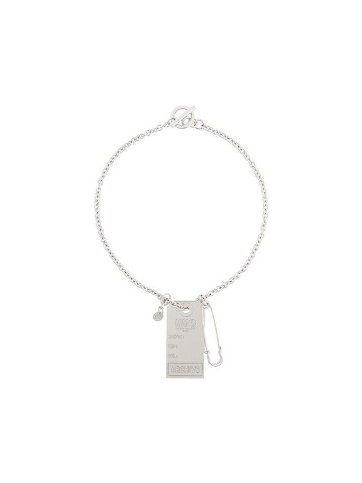 Mm6 Maison Margiela Tag Pendant Necklace, Women's, Metallic