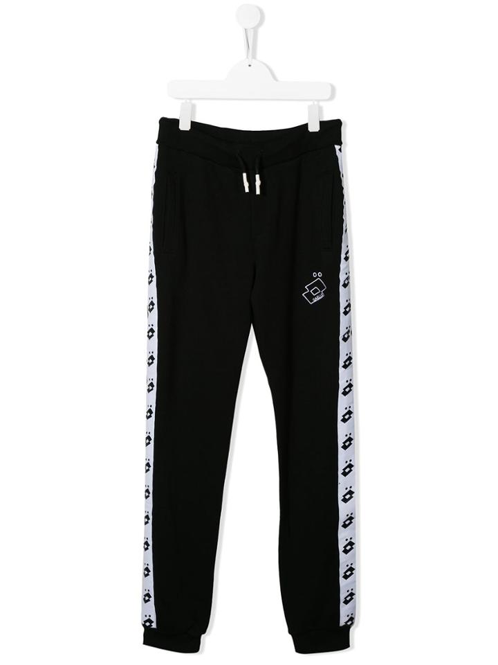 Gaelle Paris Kids Side Stripe Logo Print Track Pants - Black