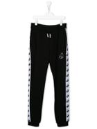 Gaelle Paris Kids Side Stripe Logo Print Track Pants - Black
