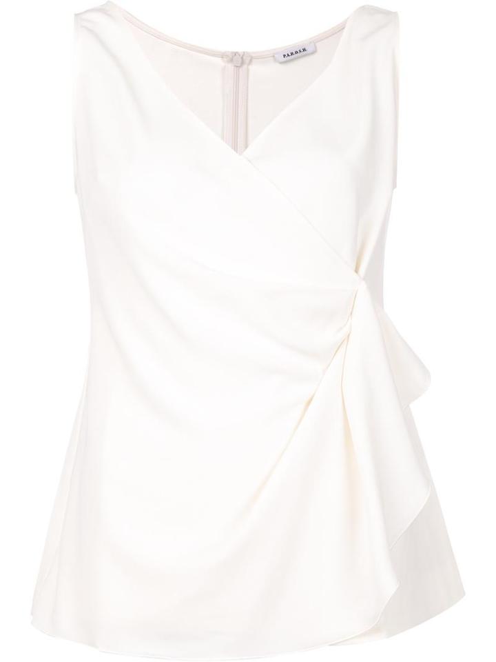 P.a.r.o.s.h. Ruffled Detailing Sleeveless Blouse, Women's, Size: 38, White, Polyester/spandex/elastane
