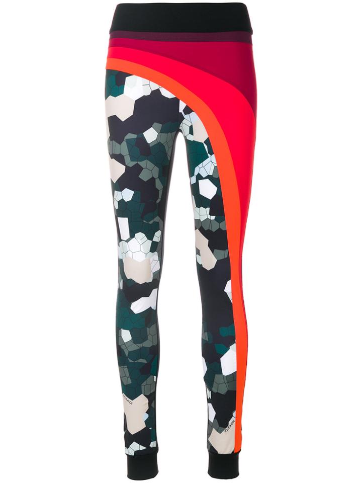 No Ka' Oi Striped Mosaic Camouflage Leggings - Multicolour