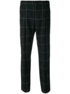 Pt01 Checked Cropped Trousers - Black