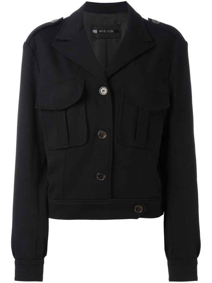 Michel Klein Peaked Lapel Oversized Jacket, Women's, Size: 36, Black, Wool/acetate