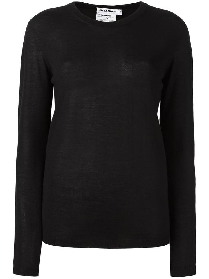 Jil Sander Crew Neck Jumper, Women's, Size: 36, Black, Silk/cashmere