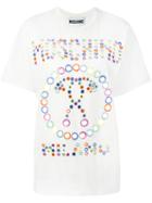Moschino Mirror Embroidered T-shirt, Women's, Size: Large, White, Cotton/plastic