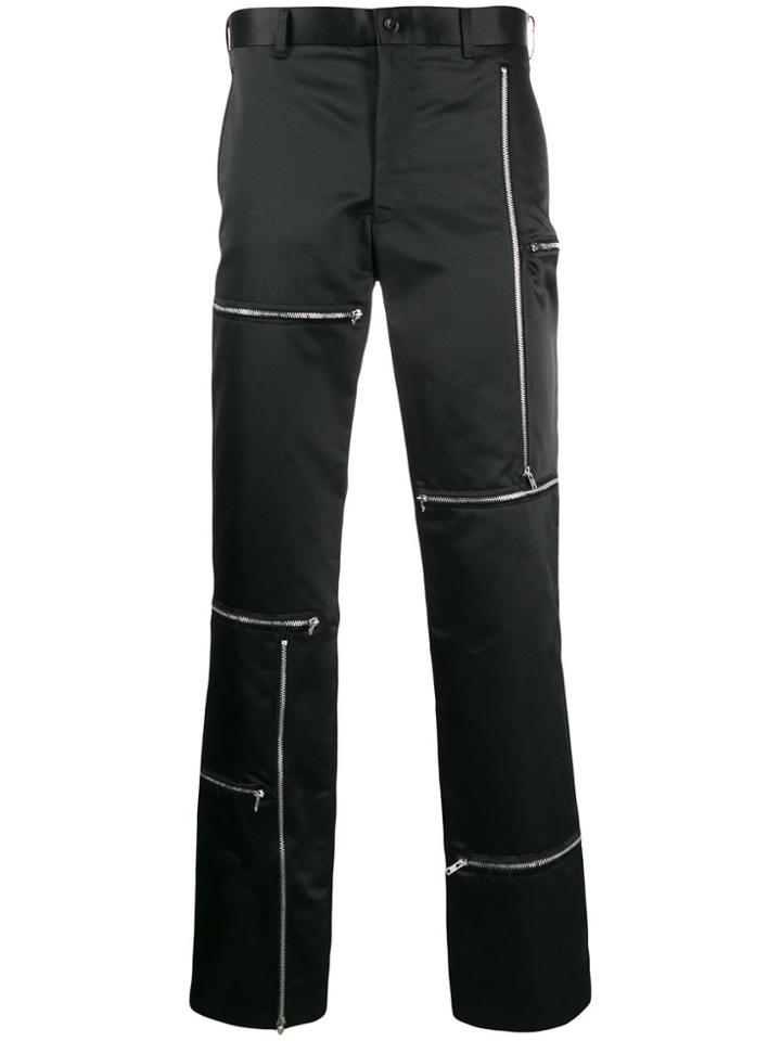 Comme Des Garçons Homme Plus Satin Zip-up Trousers - Black