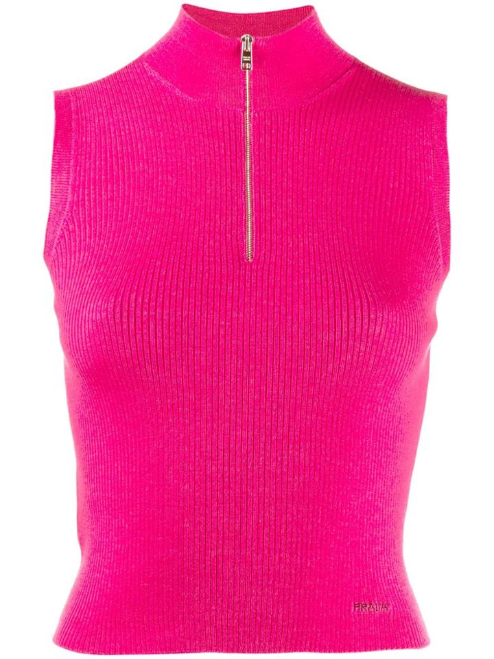Prada Ribbed Half Zip Vest - Pink