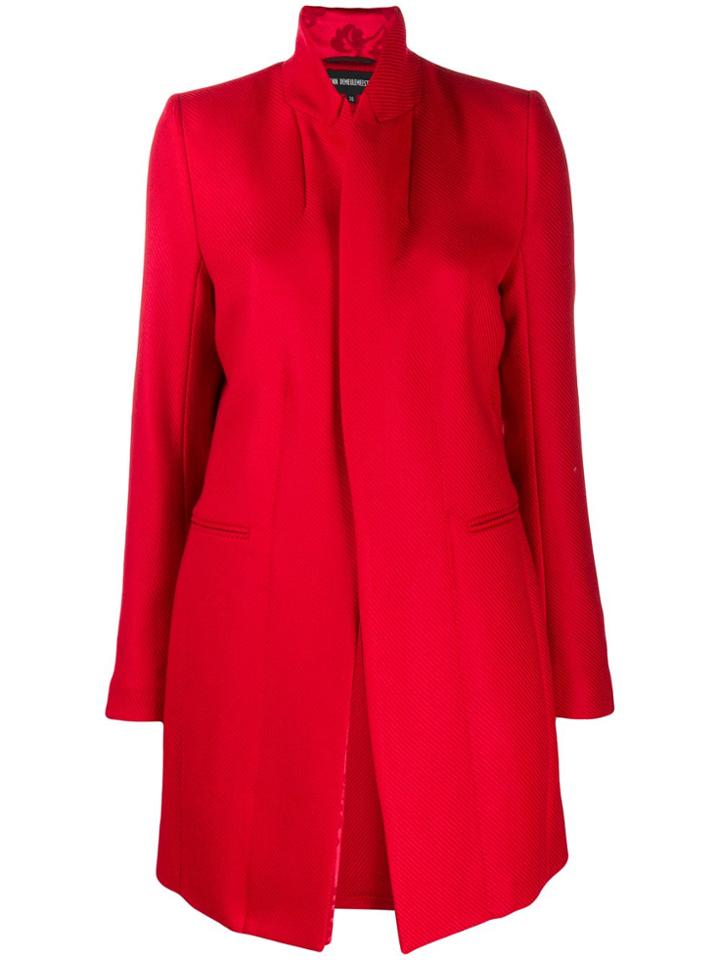 Ann Demeulemeester Fitted Ribbed Knit Coat - Red